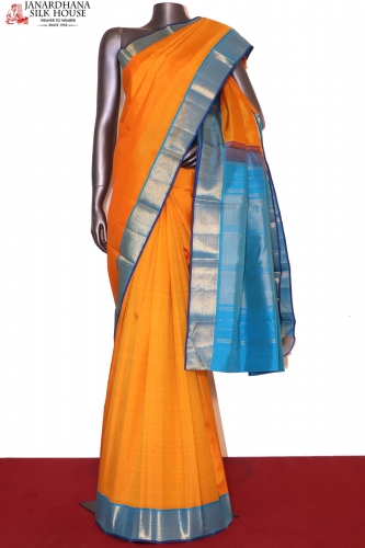 Yellow Contrast Kanjeevaram Silk Saree